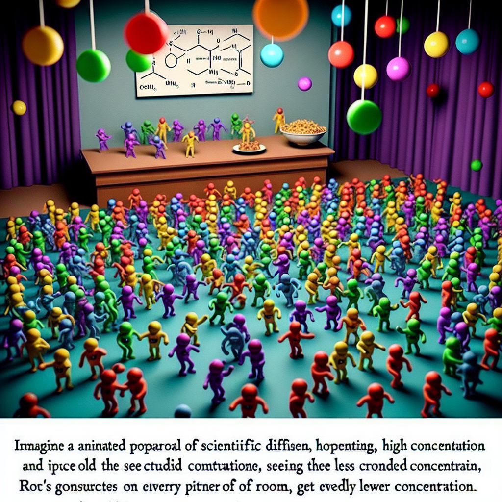 Diffusion is the process by which molecules spread from areas of high concentration to areas of low concentration.