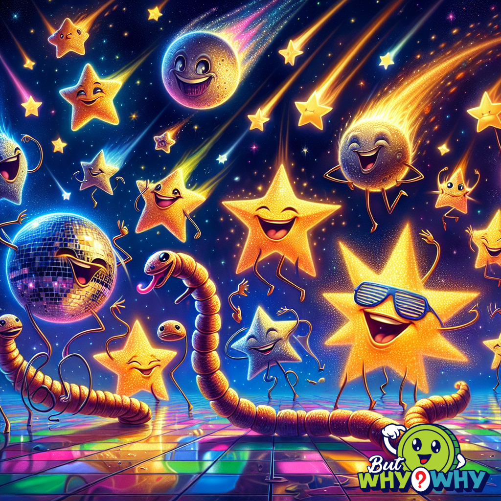 Shining stars twinkle at night.